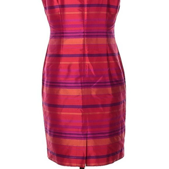 Vintage Jillian Jones 100% silk striped shift dress sz 8 - Picture 4 of 12